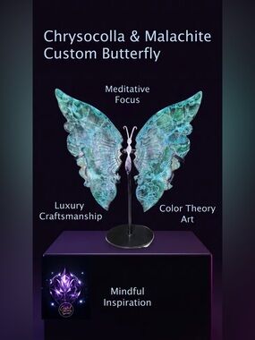 Chrysocolla and Malachite Custom Butterfly and Stand - CHRYSOBTFLY